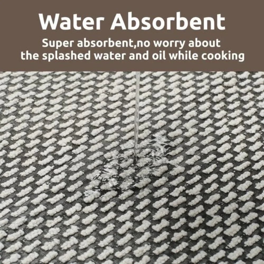 New 20x32In Grey Kitchen Mat, Non Slip Washable Rug Absorbent Runner for Floor